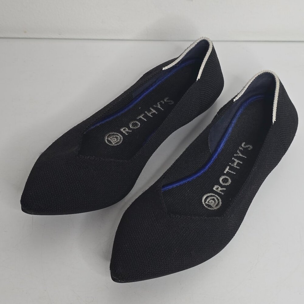 Rothy’s‎ The Point Ballet Flats Womens 6 Black Knit Fabric Casual Comfort Shoes